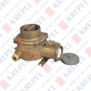 Brass socket with switch for marine applications, 4P, 380/440V, 32A, one cable gland - left Brass socket with switch for marine applications, 4P, 380/440V, 32A, one cable gland - left